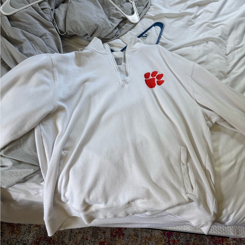 Clemson Tigers White Quarter-Zip Pullover